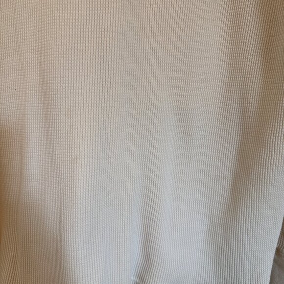 Gap Waffle Knit Long Sleeve Beige Shirt With Navy Logo & Flag Graphic Mens XL - Picture 6 of 13